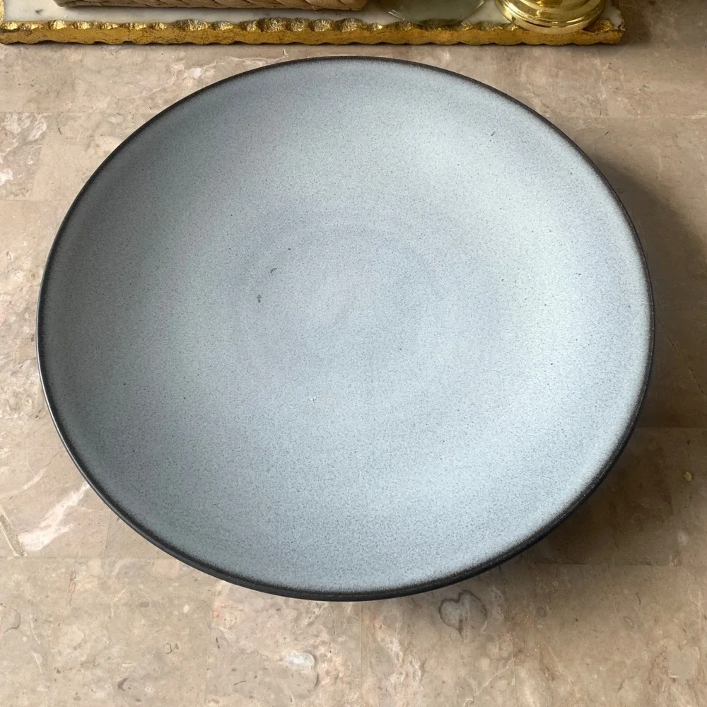 Jars France Tourron Blue Grey Stoneware Large Round‎ Serving Platter 13 Inch